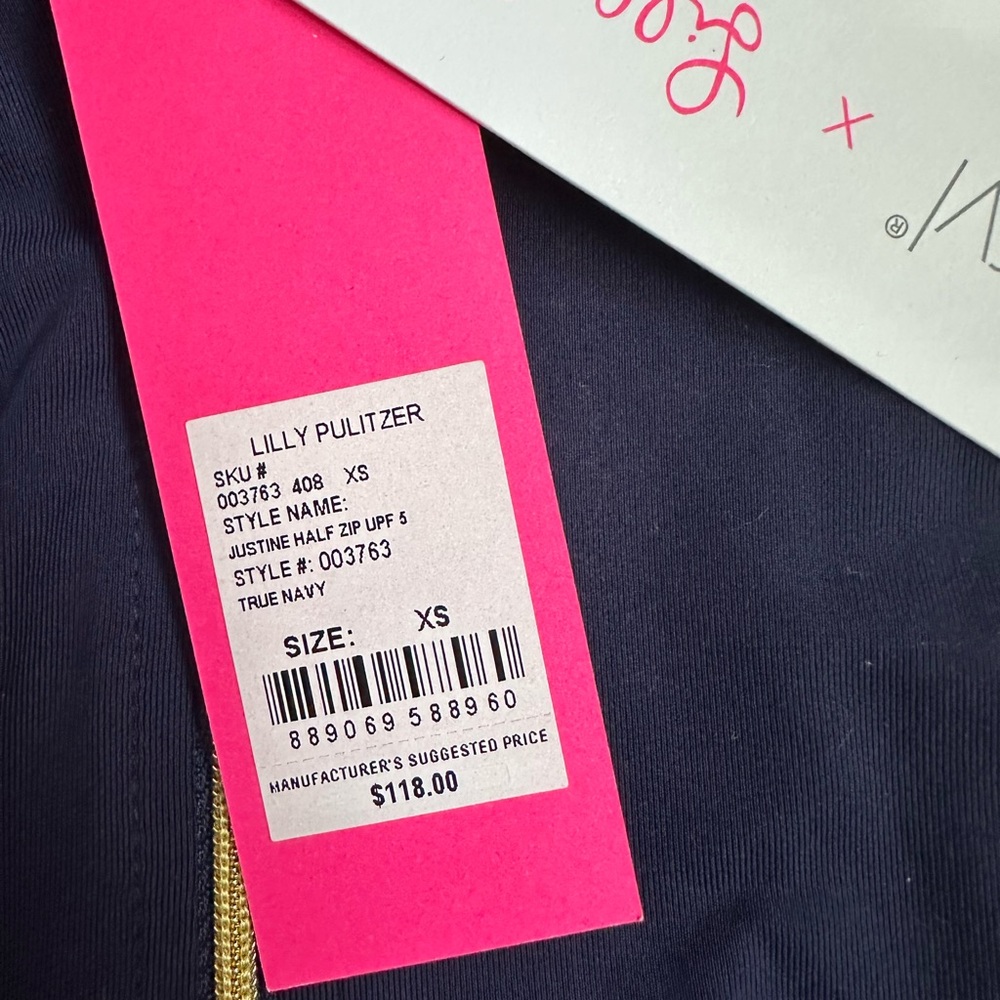 NWT Lily Pulitzer Justine Half Zip in True Navy Size XS - Picture 5 of 5